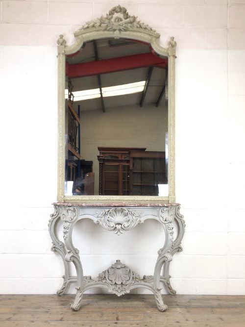 Large Antique Mirror and Console Table