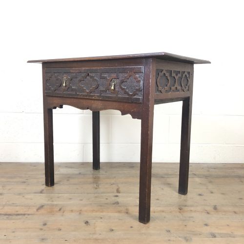 Antique Oak Side Table with Drawer