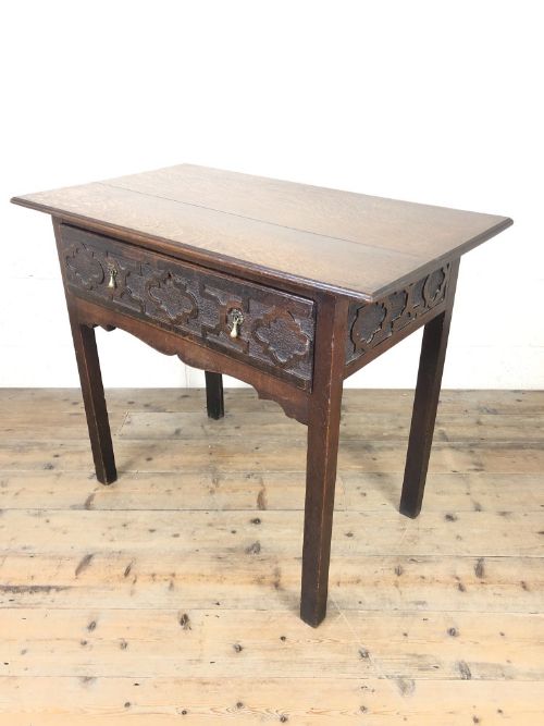 fig 1. Antique Oak Side Table with Drawer