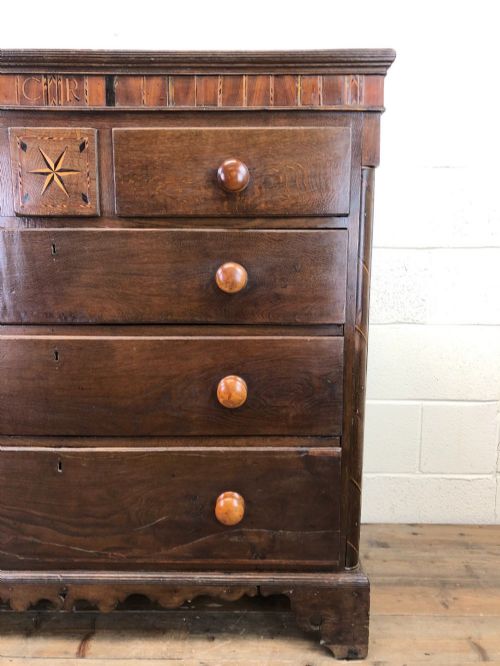 fig 1. Unusual Antique Welsh Oak Chest of Drawers
