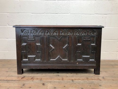 fig 1. Antique Oak Coffer Blanket Box
