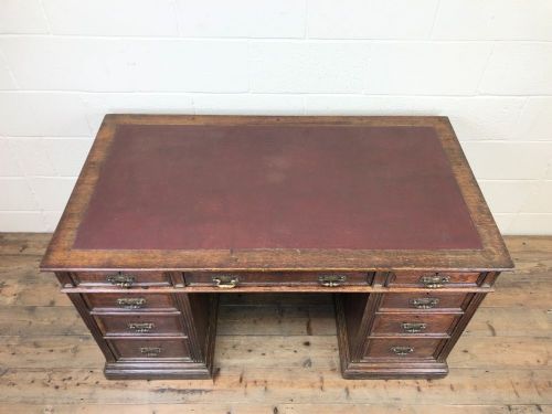 fig 1. Antique Oak Pedestal Partners Desk