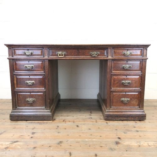 fig 2. Antique Oak Pedestal Partners Desk
