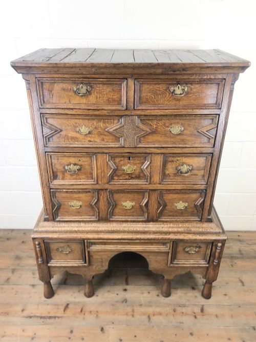 fig 1. 18th Century Antique Oak Chest on Stand