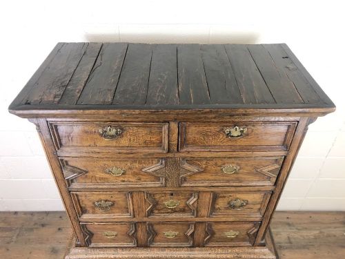 fig 2. 18th Century Antique Oak Chest on Stand