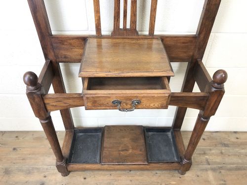 fig 2. Antique Oak Hat and Coat Hall Stand 