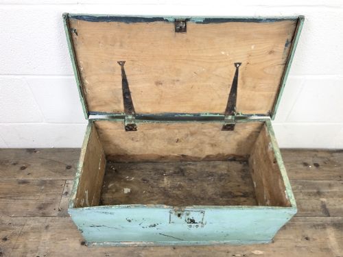 fig 2. Antique Green Painted Wooden Trunk or Box