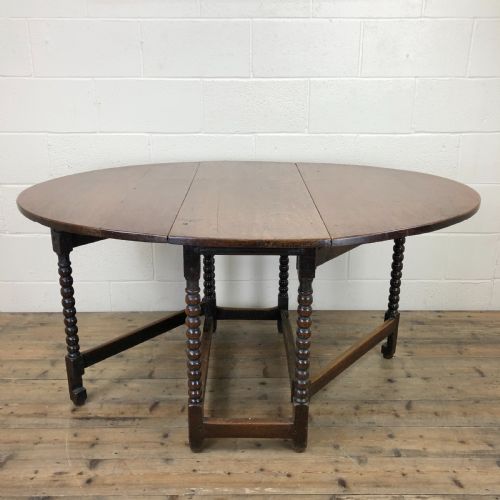 Antique 19th Century Oak Gate Leg Dining Table
