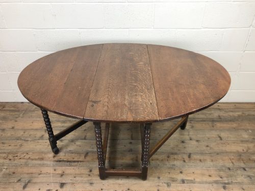 fig 1. Antique 19th Century Oak Gate Leg Dining Table