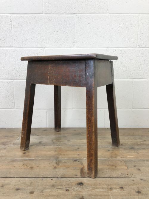 fig 1. Antique 18th Century Oak Coffin Stool