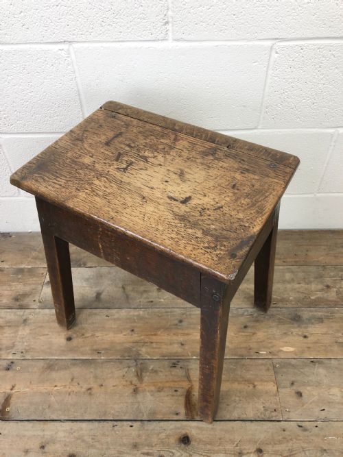 fig 2. Antique 18th Century Oak Coffin Stool