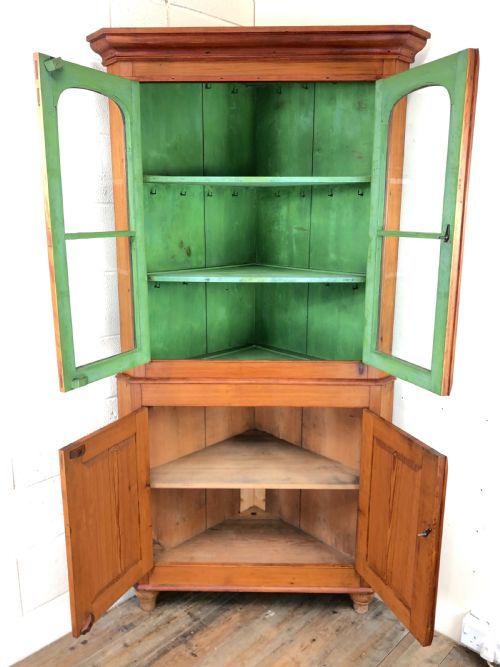 fig 1. Victorian Pine Two Stage Corner Cupboard