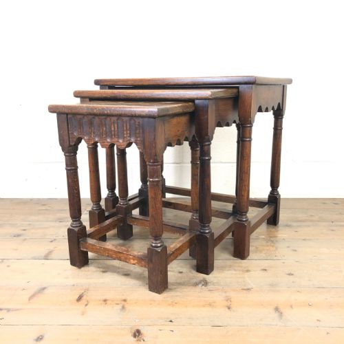 Early 20th Century Oak Nest of Three Side Tables