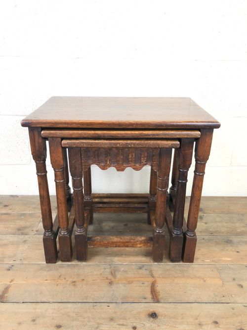 fig 1. Early 20th Century Oak Nest of Three Side Tables