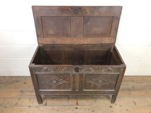 fig 2. 18th Century Oak Coffer with Carved Front