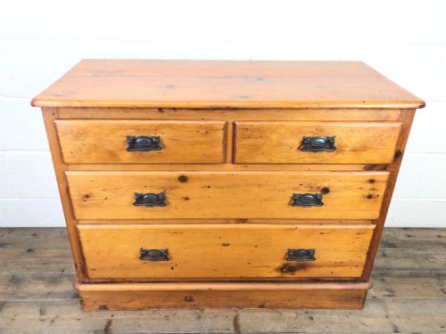 fig 1. Pine Chest of Drawers with Art Nouveau Handles