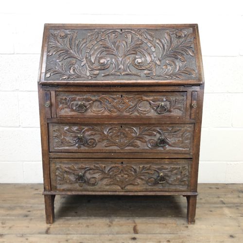 Early 20th Century Oak Carved Bureau