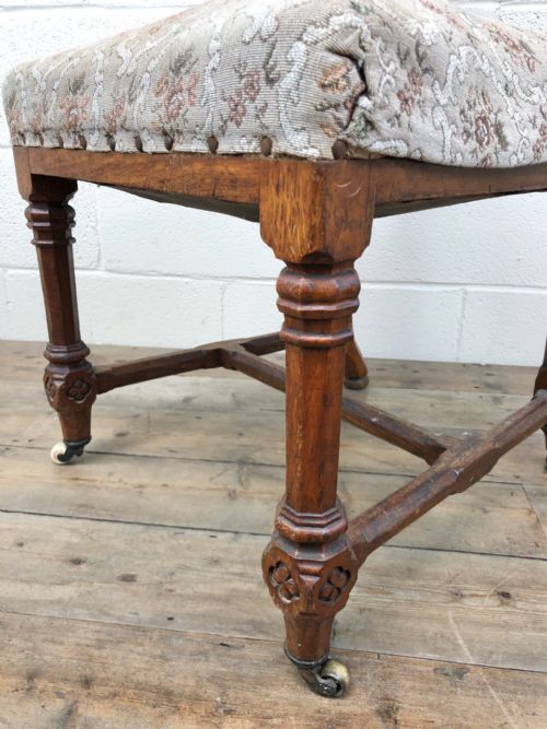 fig 2. Pair Of Gothic Oak Chairs With Floral Upholstery