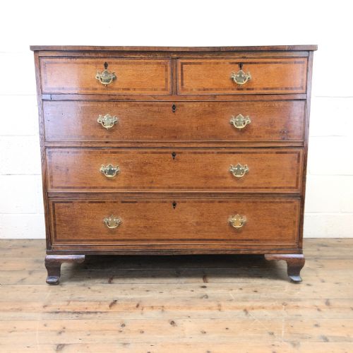 Georgian Country Oak Crossbanded Chest of Drawers