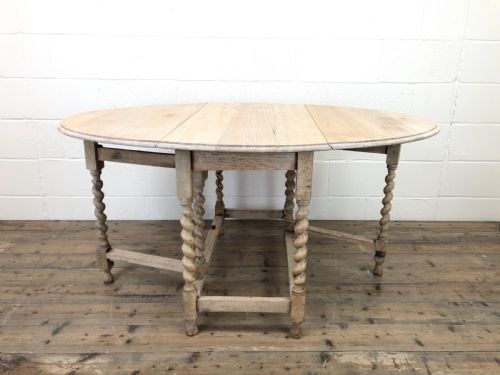 fig 1. Antique Pale Oak Gateleg Table with Drop Leaf