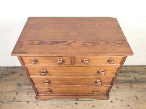 fig 1. Early 20th Century Pitch Pine Chest of Drawers