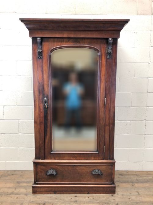 Large Antique Victorian Mahogany Wardrobe Armoire with Mirror