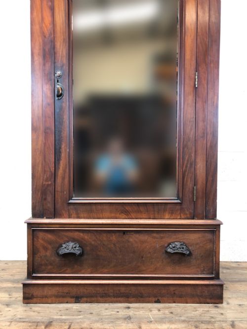 fig 1. Large Antique Victorian Mahogany Wardrobe Armoire with Mirror