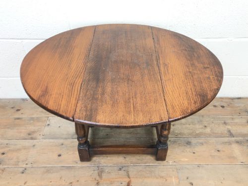 fig 1. Small Antique Oak Drop Leaf Table