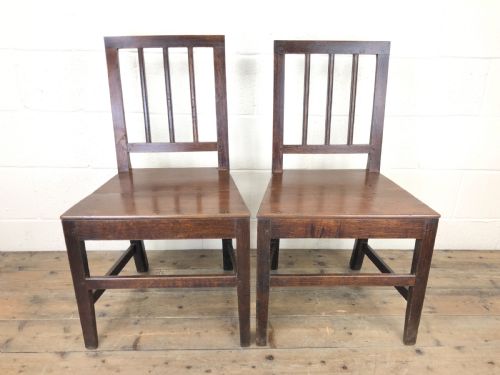 Pair 19th Century Welsh Oak Farmhouse Kitchen Chairs