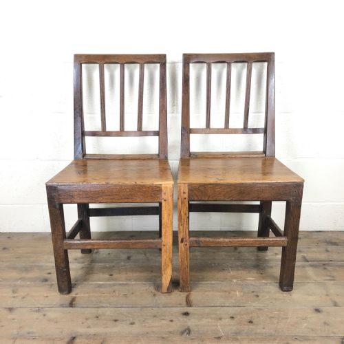 Two Antique Welsh Oak Farmhouse Kitchen Chairs