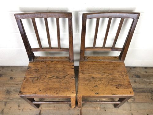fig 1. Two Antique Welsh Oak Farmhouse Kitchen Chairs