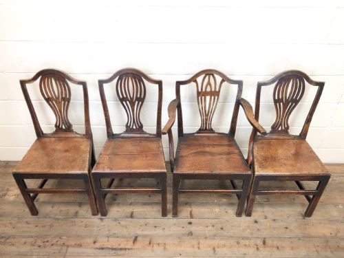 fig 2. Set of Four 19th Century Welsh Oak Camel Back Farmhouse Chairs