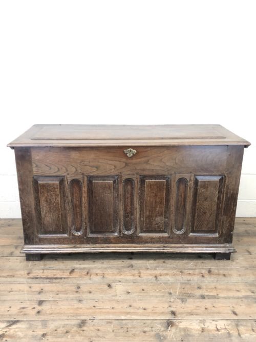 Antique Panelled Oak Coffer