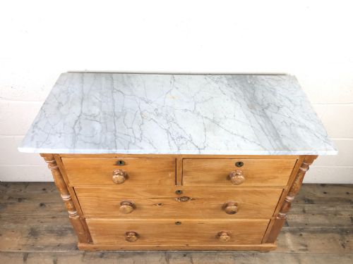 fig 2. Antique Pine and Marble Chest of Drawers