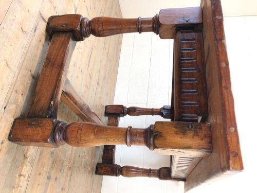 fig 1. Early 20th Century Oak Refectory Table with Cleated Plank Top
