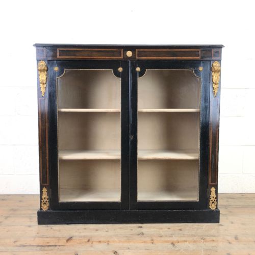 Antique Ebonised Glazed Pier Cabinet