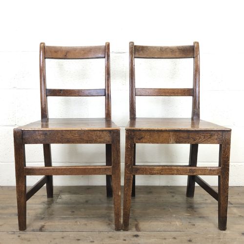 Two Similar 19th Century Oak Bar Back Farmhouse Chairs