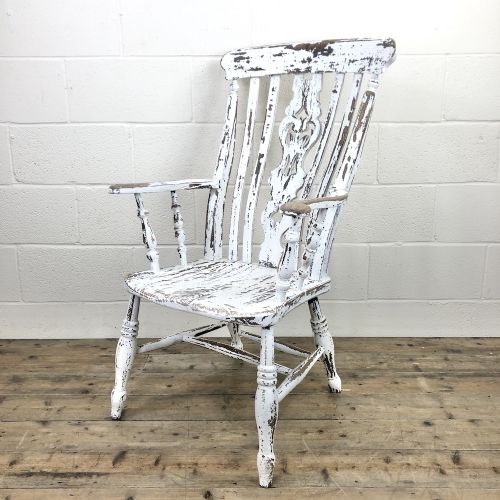 Distressed Painted Antique Windsor Armchair
