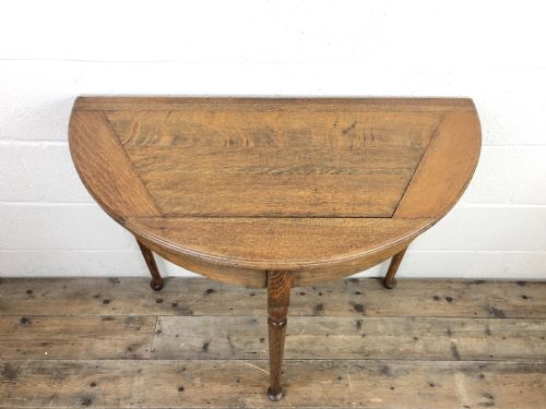 fig 1. Early 20th Century Oak Demi-Lune Fold Over Games Table