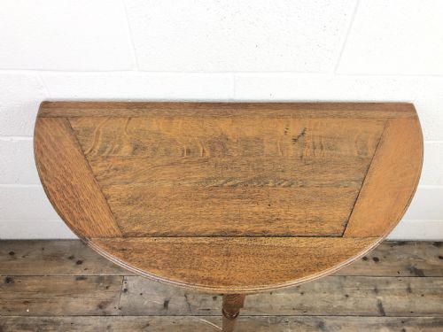 fig 2. Early 20th Century Oak Demi-Lune Fold Over Games Table