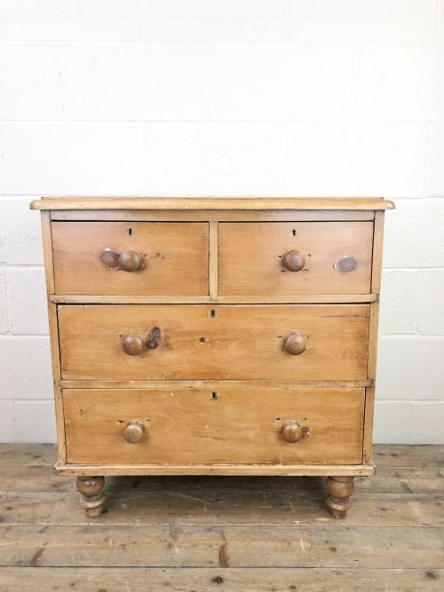 Antique Rustic Pine Bedroom Chest of Drawers
