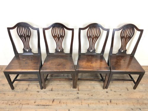 fig 1. Four Oak Country Chairs with Fret Cut Backs