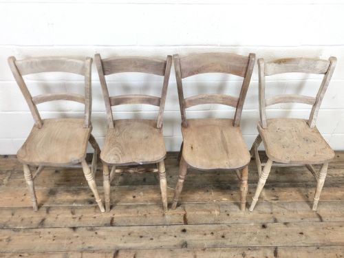 fig 1. Set of Four Antique Farmhouse Chairs with Shaped Bar Backs
