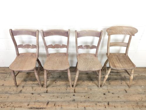 fig 1. Antique Mix and Match Set of Farmhouse Chairs