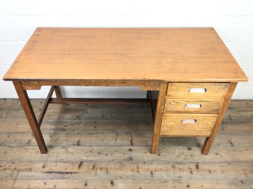 fig 1. Antique Oak Desk with Drawers