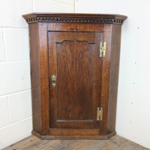 19th Century Oak Single Door Corner Cupboard