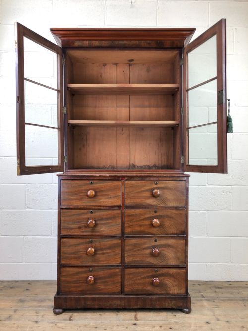 fig 1. Victorian Mahogany Glazed Bookcase with Drawers
