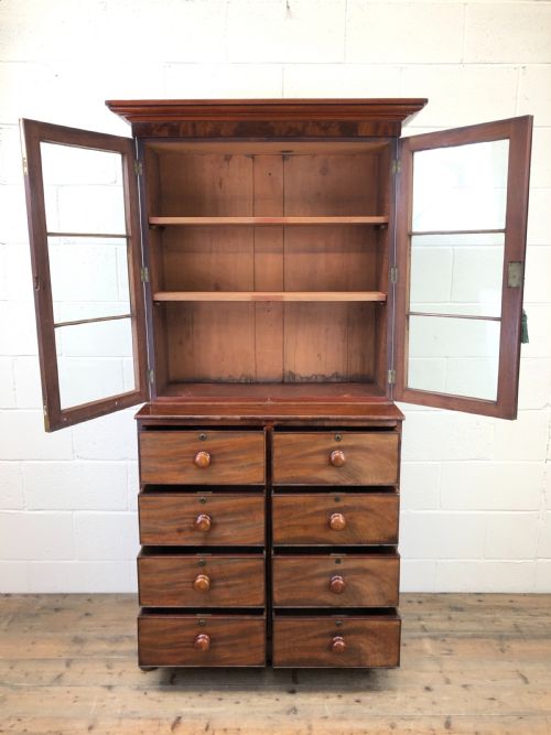fig 2. Victorian Mahogany Glazed Bookcase with Drawers