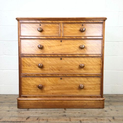 Antique Satin Birch Straight Fronted Chest of Drawers