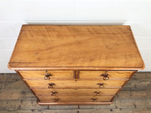 fig 1. Antique Satin Birch Straight Fronted Chest of Drawers